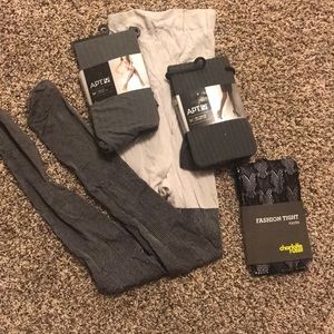 Neutral gray/black tights NWT